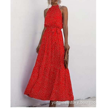 Ladies viscose print long dress